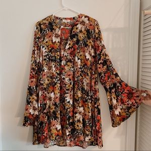 Bell sleeved floral dress